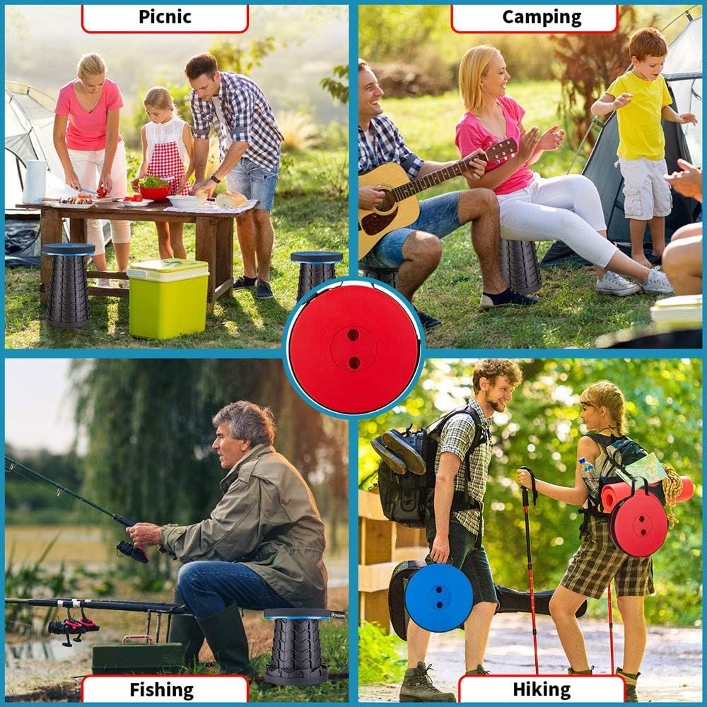 Upgraded Folding Stool Lightweight yet More Sturdy with Load Capacity 400Lbs Portable Collapsible Stool for Camping Fishing Hiking BBQ (Blue)