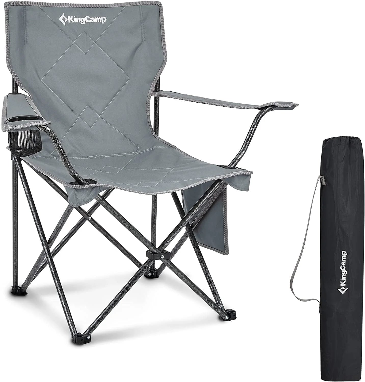 Folding Camping Chair - 220 Lbs Lightweight Build Portable Lawn Chairs, Grey, Ideal for Space-Saving Outdoor Trips