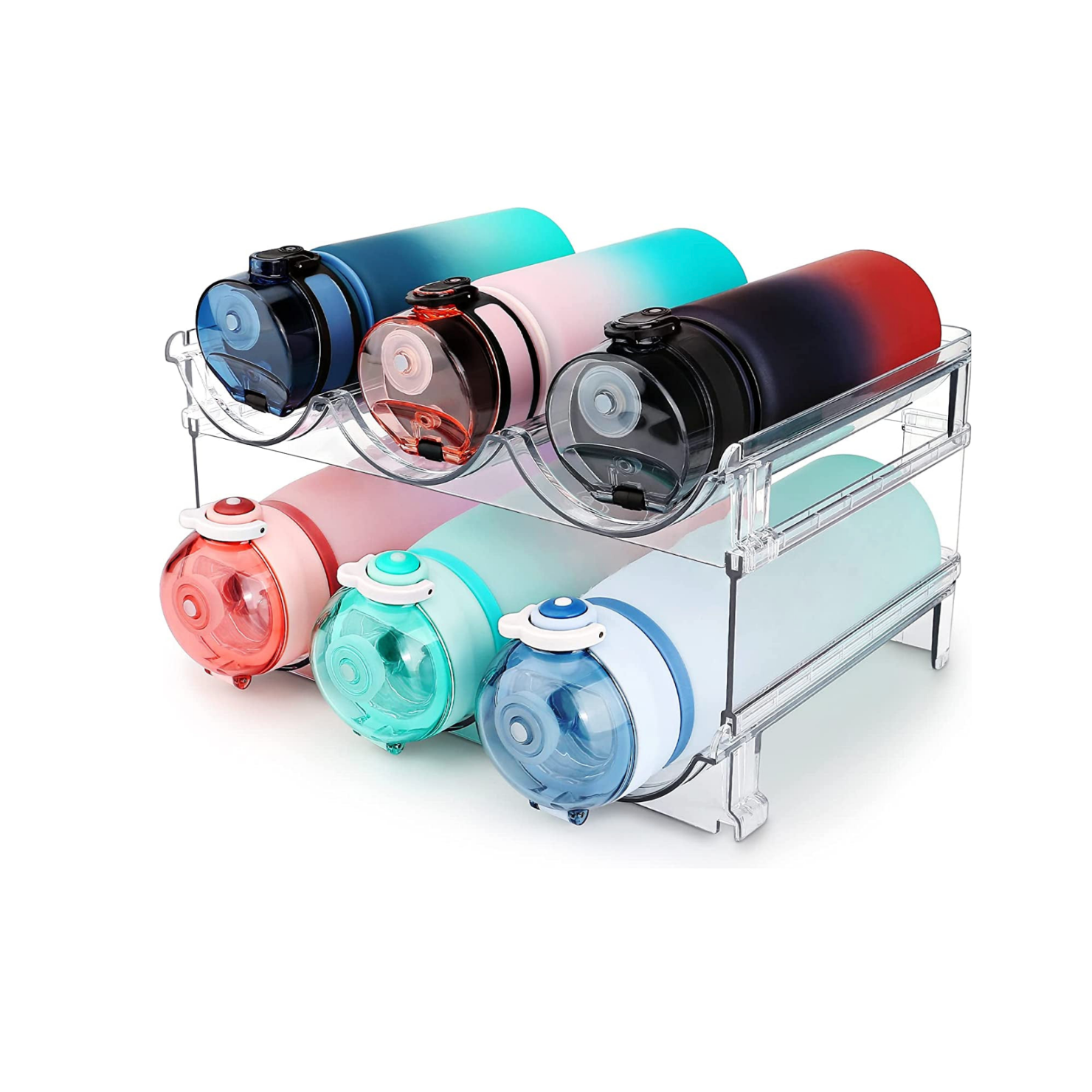 Stackable Water Bottle Organizer Rack – 2-Pack Storage Holder for Cabinet or Pantry