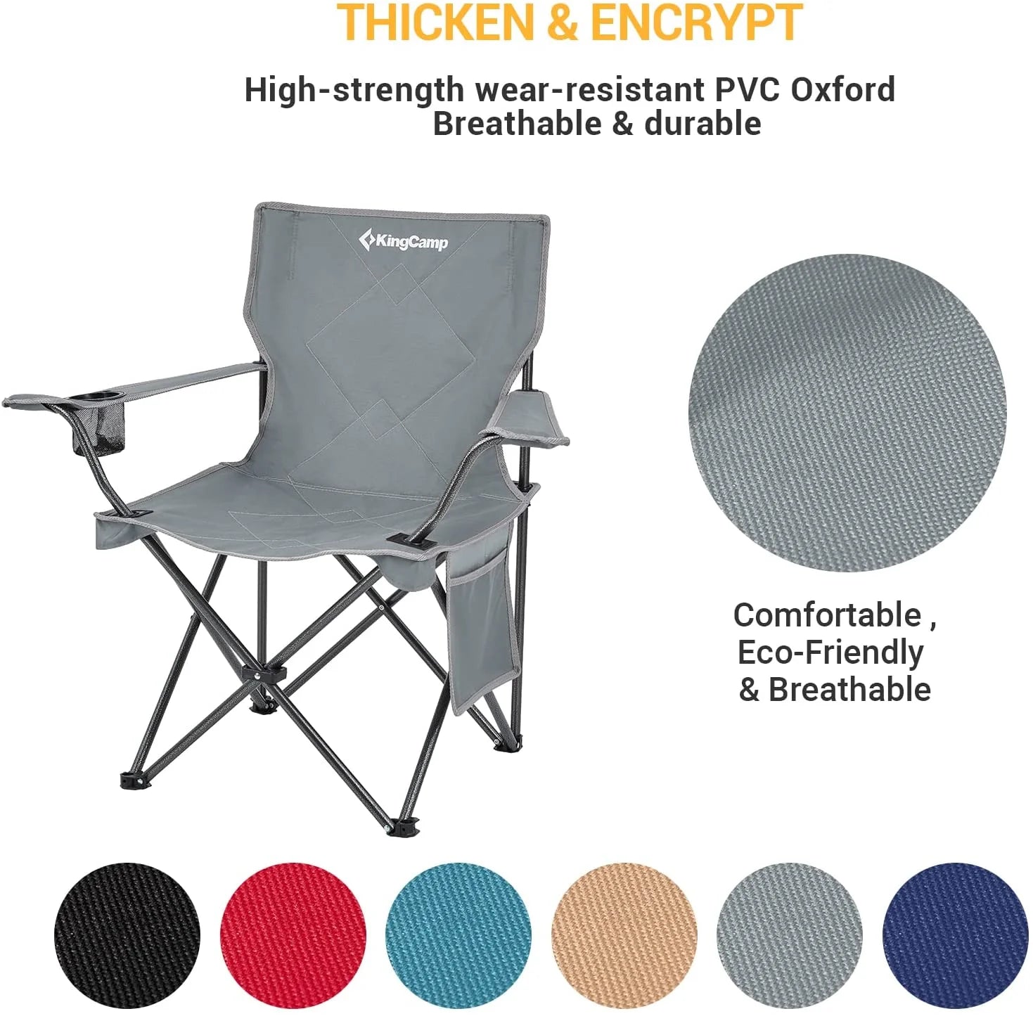 Folding Camping Chair - 220 Lbs Lightweight Build Portable Lawn Chairs, Grey, Ideal for Space-Saving Outdoor Trips