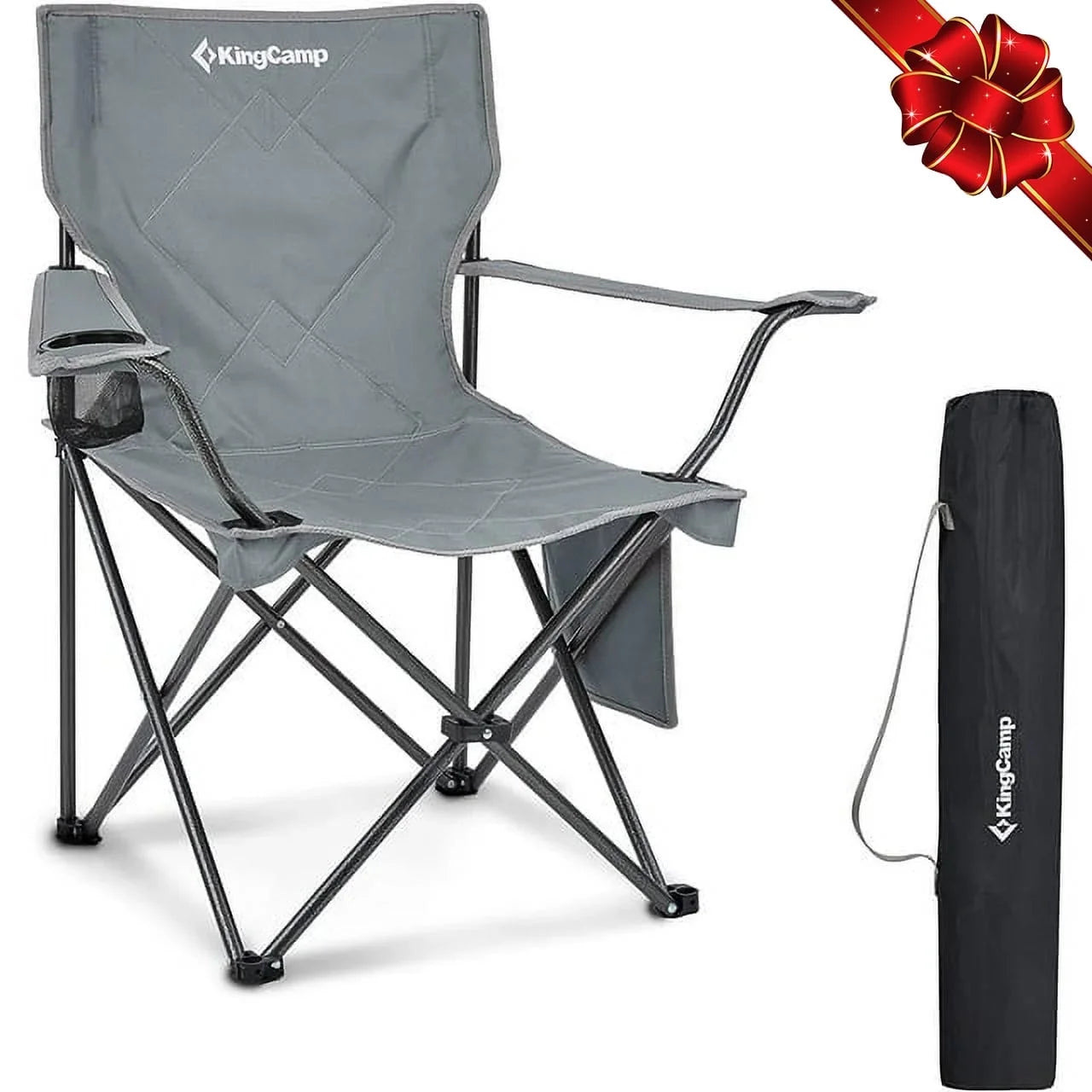 Folding Camping Chair - 220 Lbs Lightweight Build Portable Lawn Chairs, Grey, Ideal for Space-Saving Outdoor Trips