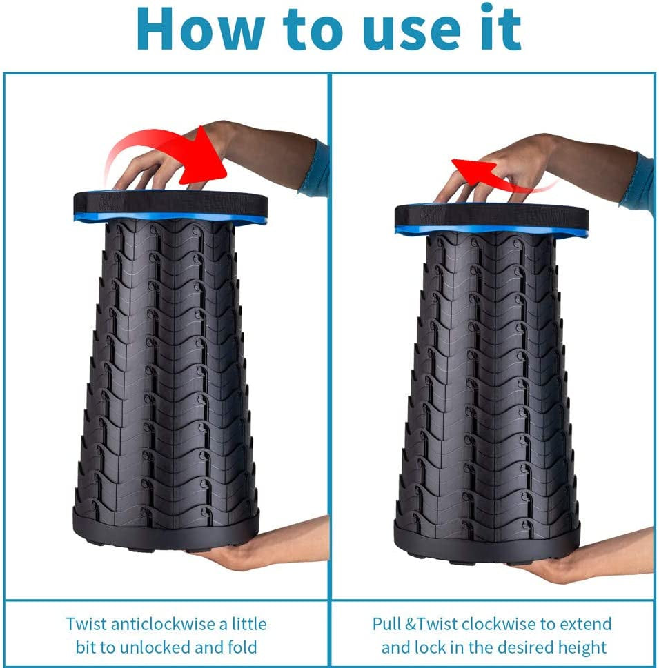 Upgraded Folding Stool Lightweight yet More Sturdy with Load Capacity 400Lbs Portable Collapsible Stool for Camping Fishing Hiking BBQ (Blue)