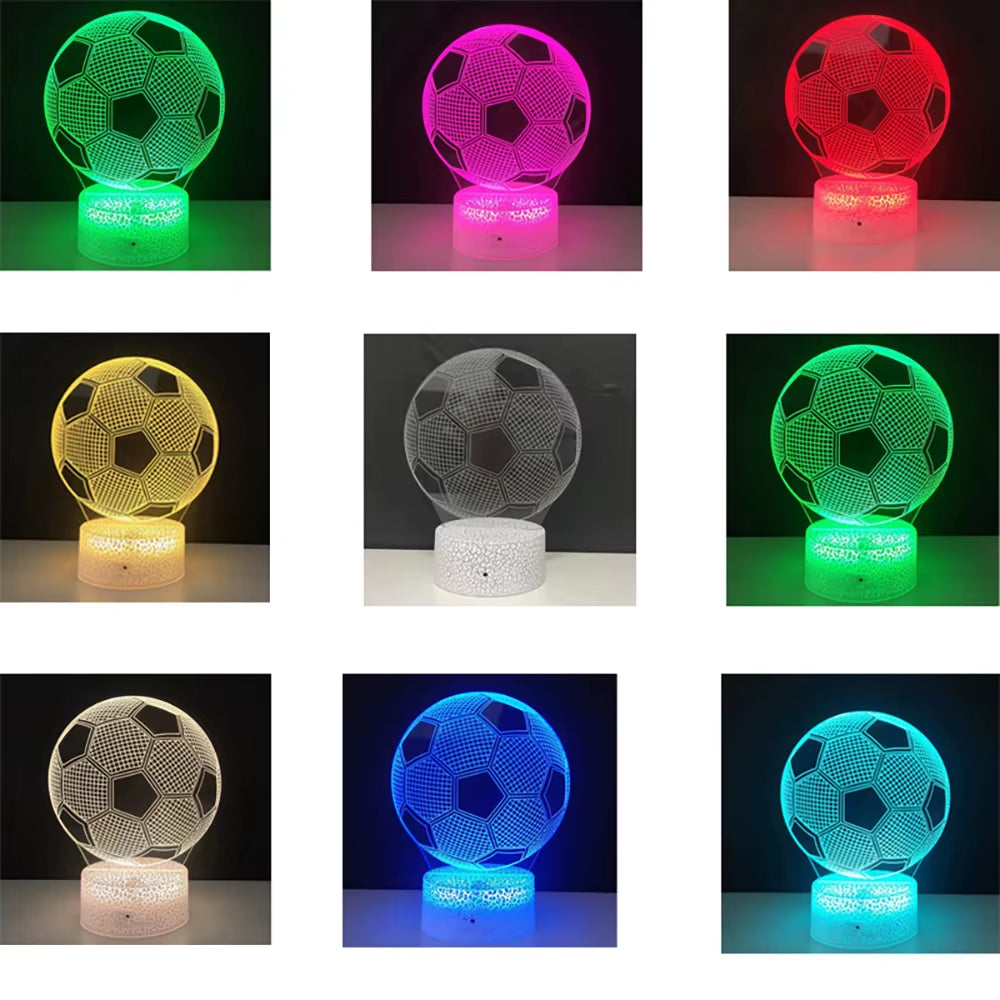 3D Illusion Child Night Light Football Ball Touch Sensor Remote Nightlight for Kids Bedroom Decoration Soccer Table Lamp Gift