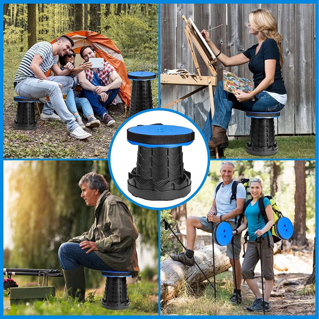 Portable Retractable Collapsible Stool,  Adjustable Camping Stool for Outdoor Travel,Plastic