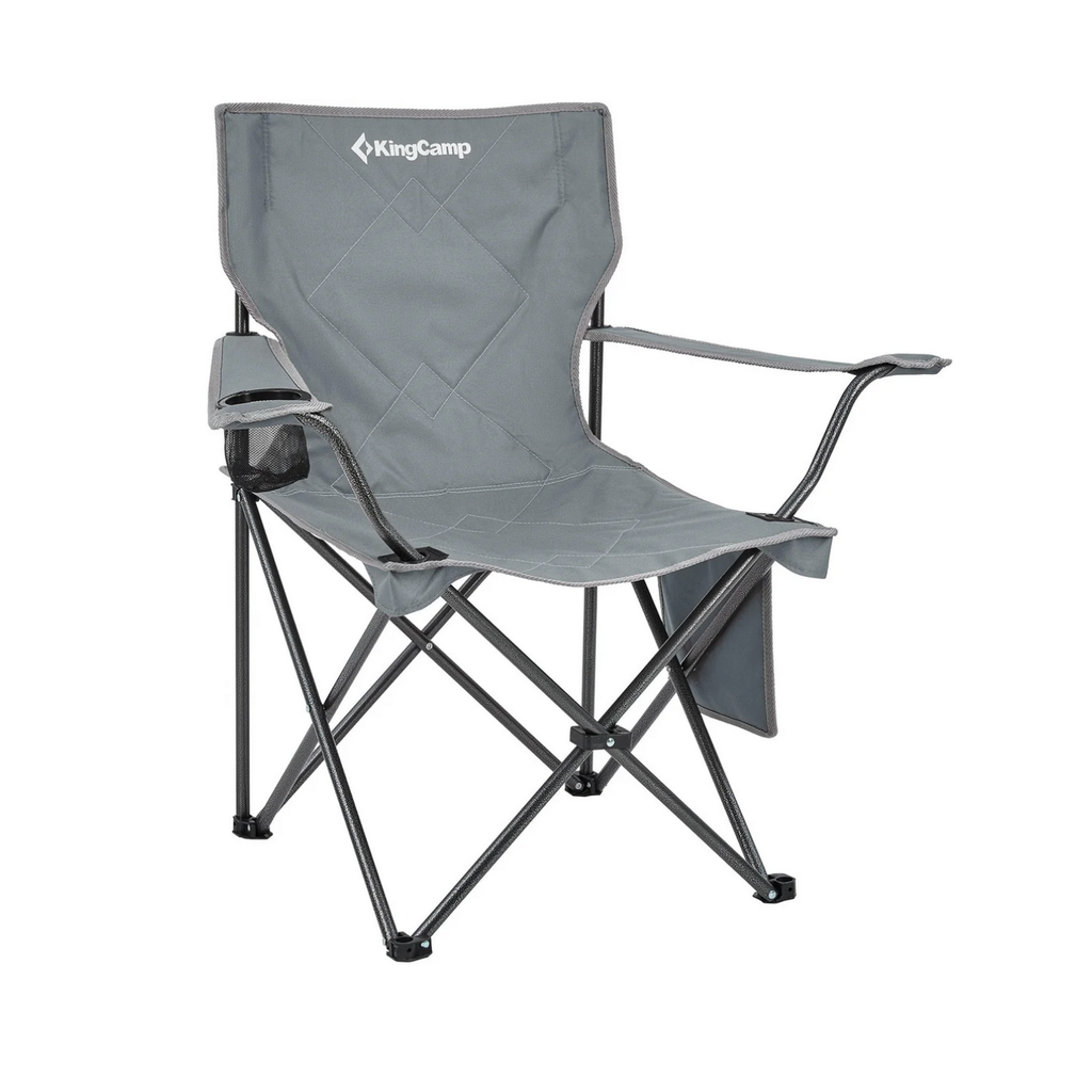 KingCamp Folding Camping Chair – Lightweight Portable Outdoor Chair with Cup Holder & Storage Bag, Grey, Supports 220 lbs