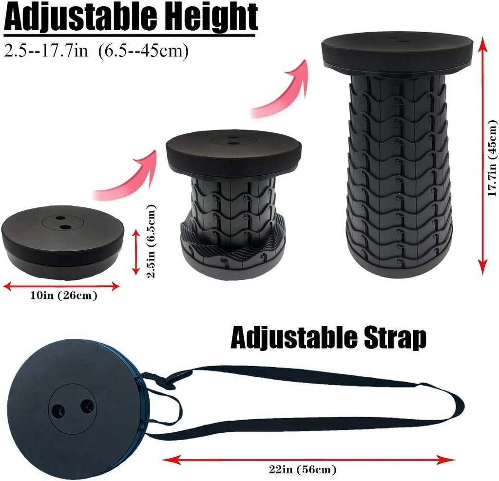 Portable Retractable Collapsible Stool,  Adjustable Camping Stool for Outdoor Travel,Plastic