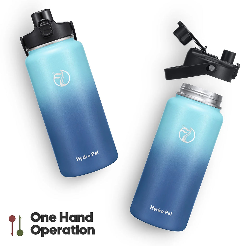 Stainless Steel Water Bottle 40Oz with 2-In-1 Leak Proof Lids(Chug Lid and Straw Lid) Wide Mouth Water Bottle with Straw for Sports and Travel