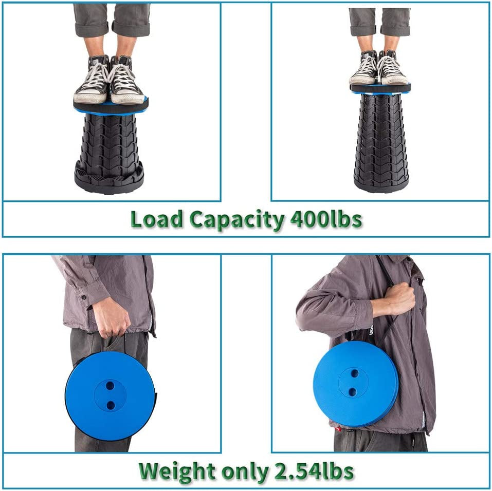 Upgraded Folding Stool Lightweight yet More Sturdy with Load Capacity 400Lbs Portable Collapsible Stool for Camping Fishing Hiking BBQ (Blue)